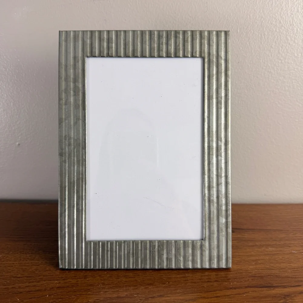 Galvanized Metal 4x6 Picture Frame Corrugated Rustic Farmhouse Industrial